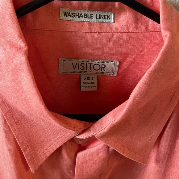 Visitor Men’s Linen Shirt | 2XLT | Mamey | Short Sleeve | Big & Tall | Like New - Picture 2 of 4